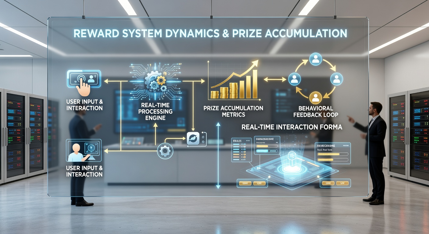 Diagram of real-time interaction formats linking user actions to dynamic prize updates