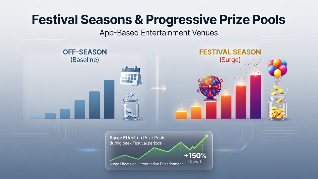 Mobile gaming apps showing progressive jackpot interfaces during seasonal events