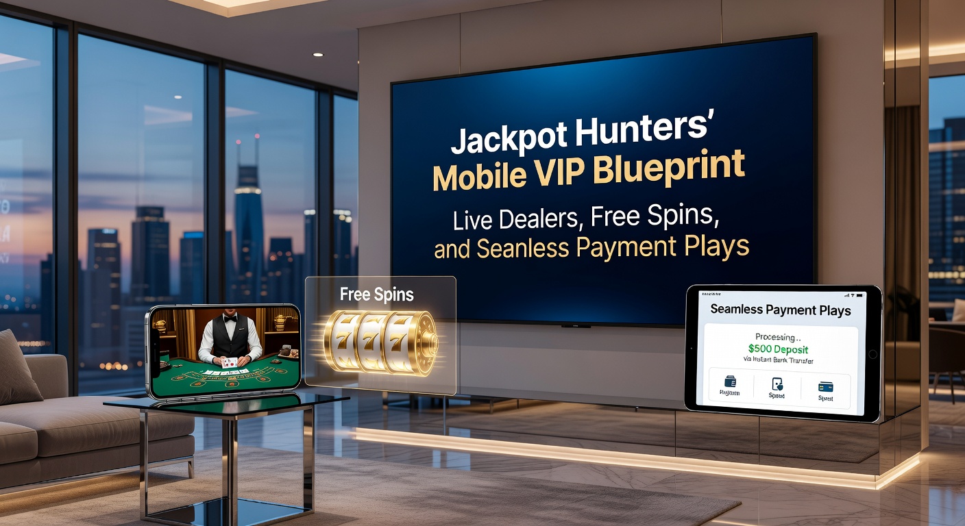 Dynamic graphic from Jackpot Hunters showing a cascade of free spins on a progressive jackpot slot, with VIP multiplier badges glowing
