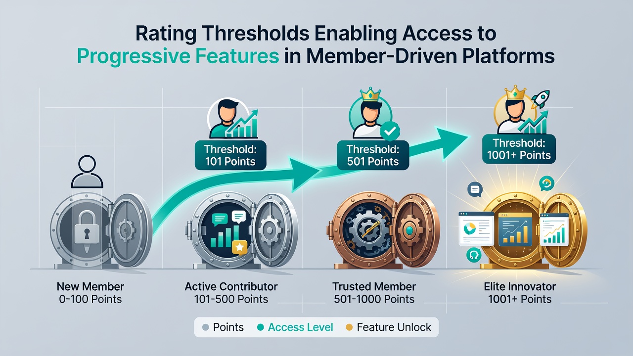 Graph illustrating tier progression and feature access rates across member platforms