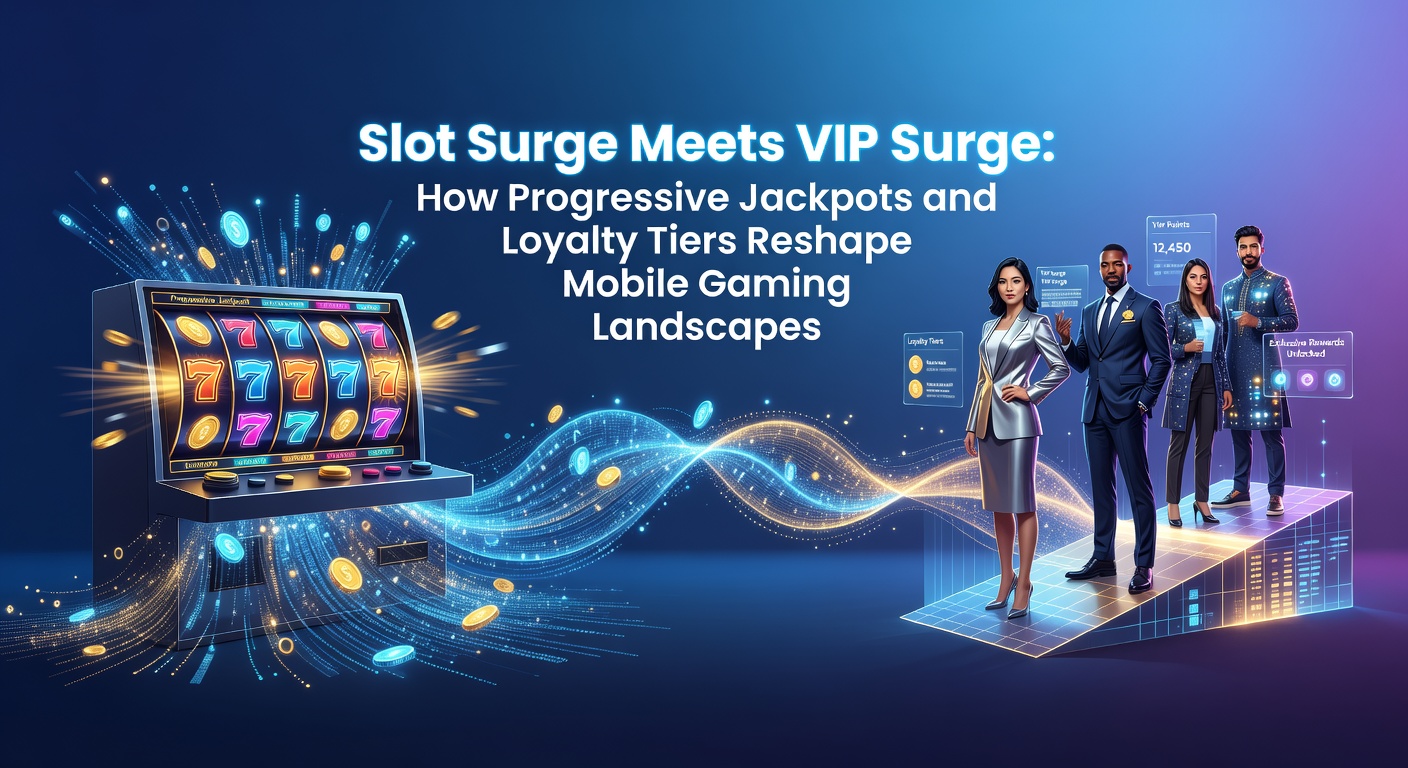 Vibrant mobile slot screen showing a surging progressive jackpot meter alongside VIP loyalty tier badges, illustrating the fusion of high-stakes wins and elite player rewards